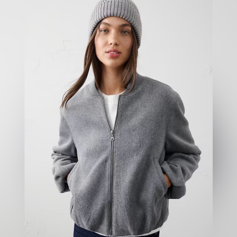 Banana Republic Factory Women's Brushed Bomber Jacket (Gray, XS)